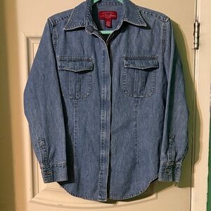 The Limited Blue Denim Zippered Shirt